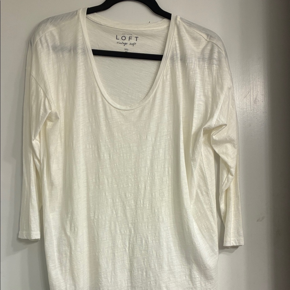 NWOT LOFT Women's White 3/4  Sleeve Tee